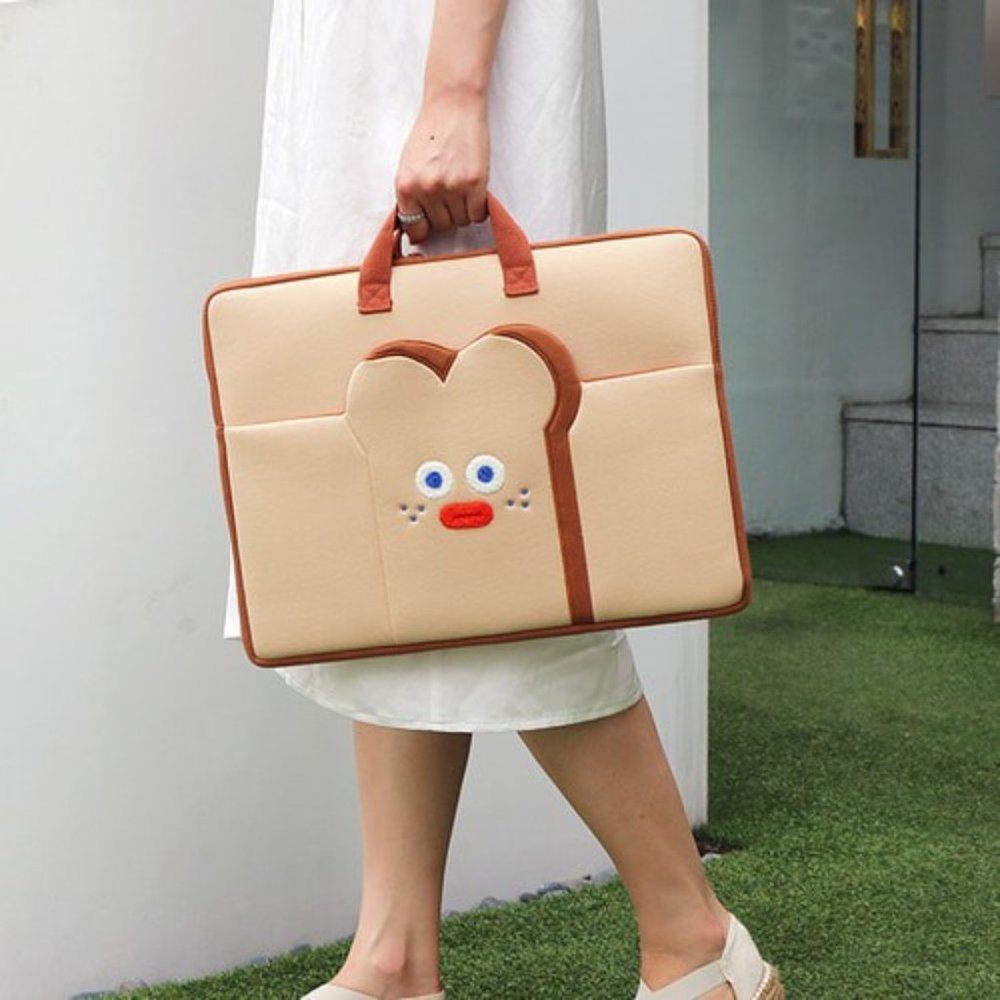 15 Laptop Macbook Bags with Pocket, Handle Beige